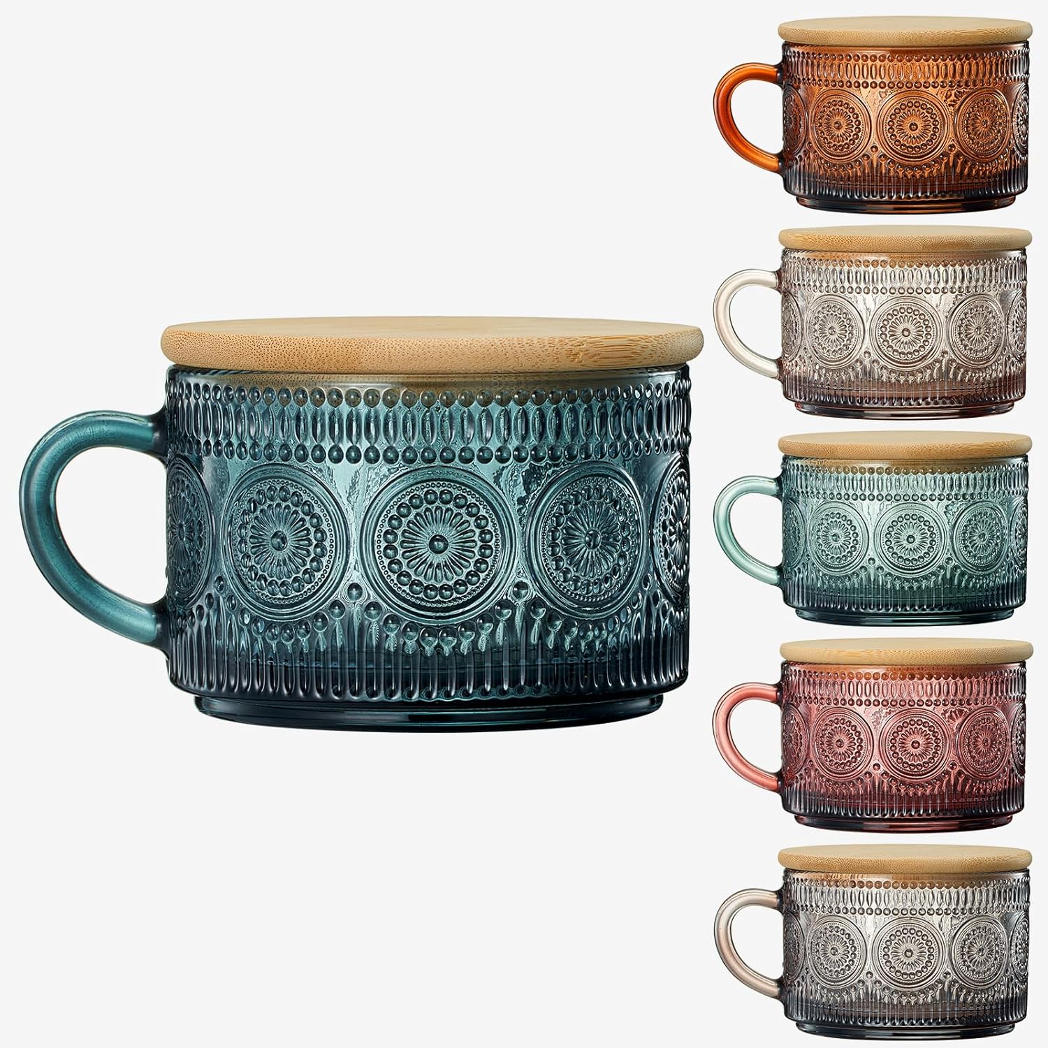Muted Colored Vintage Coffee Mug Set | Set of 6 | 15oz
